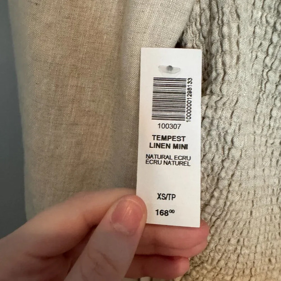 NWT Wilfred Tempest Linen Mini Dress Size XS Natural Ecru Smocked Prairie READ - Picture 13 of 16